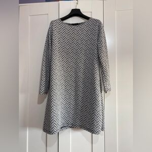 Chevron Patterned Black and White Dress